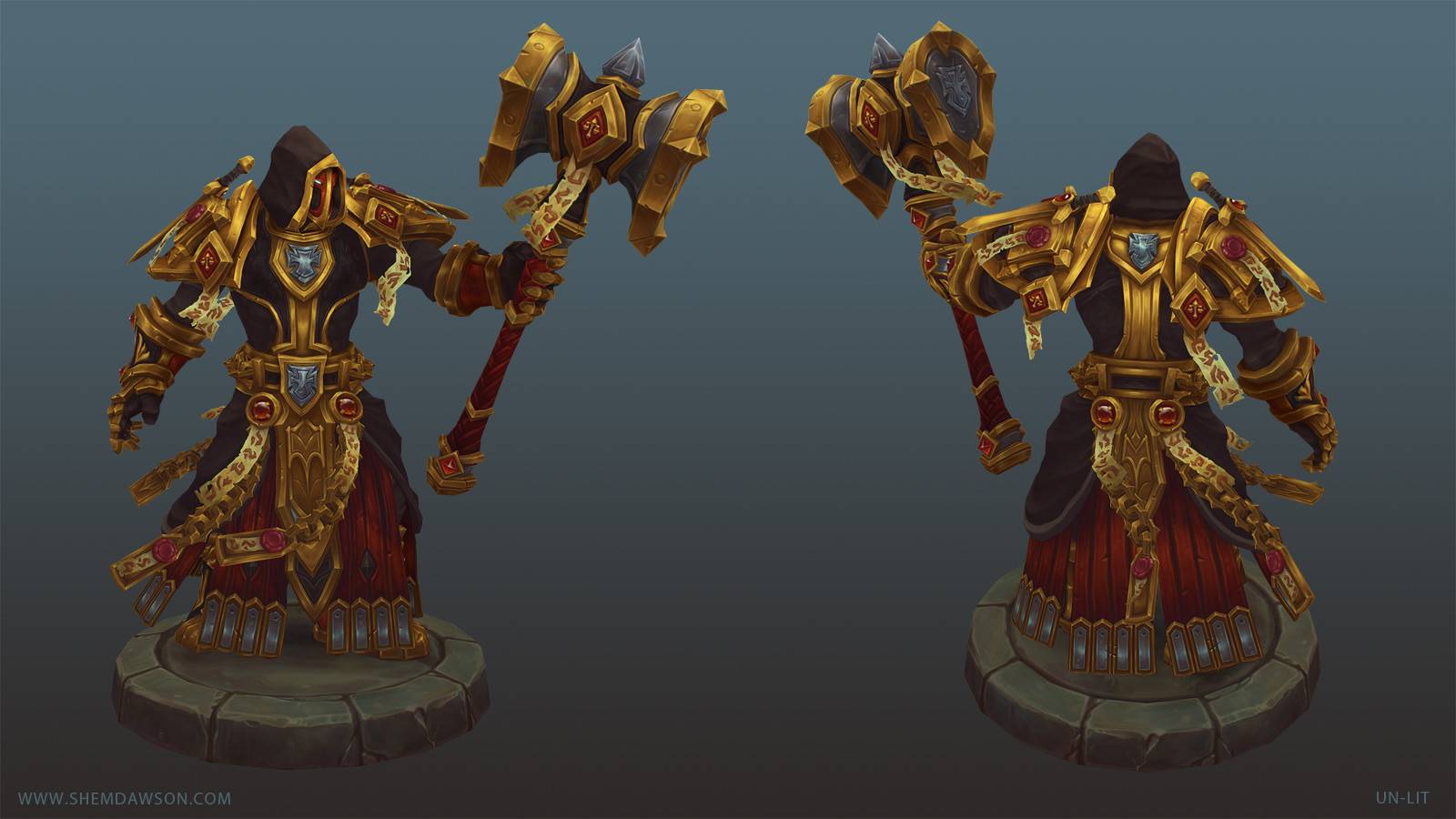 玩家3D创作：身穿T2高举着武器的圣骑士